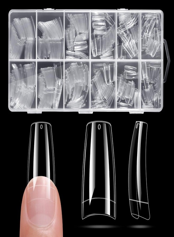 krofaue 504PCS Clear Fake Nails - Half Cover French Nail Tips 12 Sizes Acrylic Soft Gel Square False Tips Gift for Nail Extension DIY & Salon - Image 1